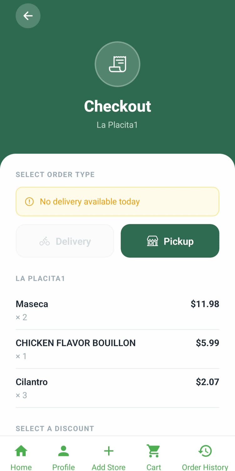 Checkout screen